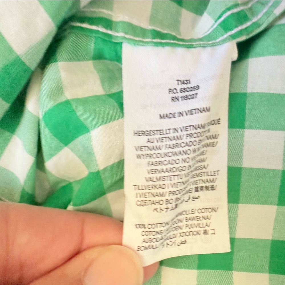 Boden Gingham Check Button Up Shirt Women’s Size 6R Kelly Green Country Prep - Picture 6 of 9